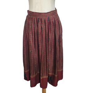Herman Geist Vintage Burgundy Riding Print Skirt